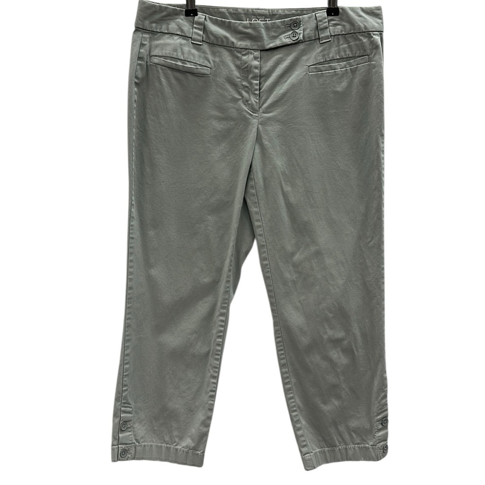 Ann Taylor Loft Cotton Spandex Blend Original Crop Gray Khaki Chino Pants Size 6